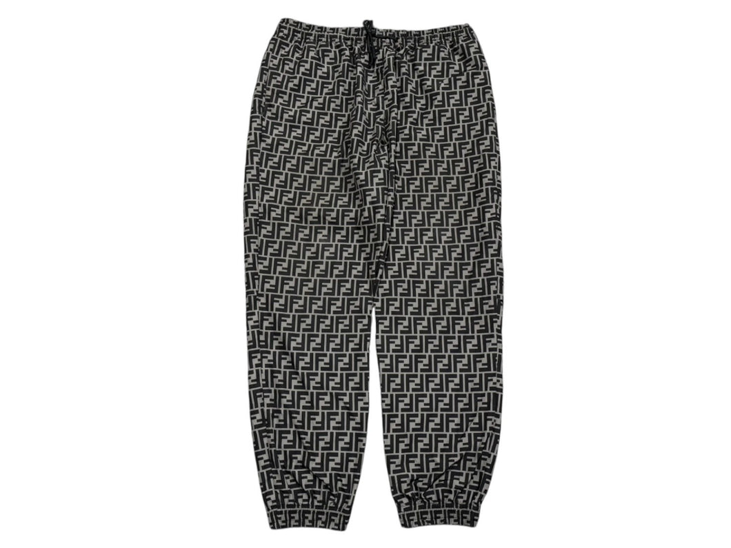 FENDI フェンディ ズッカ柄 ナイロン ジョガーパンツ サイズ54 ブラック グレー 美品 中古 4b009838