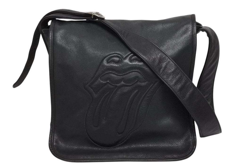 極美品 CHROME HEARTS クロムハーツ メールバッグ ショルダーバッグ ガンスリンガー リップ＆タン レザー シルバー925 ブラック 中古 4b009850