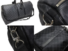 画像をギャラリービューアに読み込む, 極美品 LOUIS VUITTON ルイヴィトン キーポルバンドリエール55 ボストンバッグ N41413 ダミエグラフィット ブラック 中古 4b009856