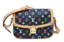 画像をギャラリービューアに読み込む, 極美品 LOUIS VUITTON ルイヴィトン ソローニュ ショルダーバッグ M92639 モノグラムマルチ ブラック 村上隆 中古 4b009865