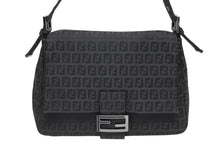 画像をギャラリービューアに読み込む, FENDI フェンディ ハンドバッグ マンマバケット ブラック キャンバス レザー ズッカ ズッキーノ柄 美品 中古 4b009867