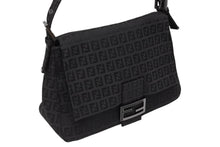 画像をギャラリービューアに読み込む, FENDI フェンディ ハンドバッグ マンマバケット ブラック キャンバス レザー ズッカ ズッキーノ柄 美品 中古 4b009867
