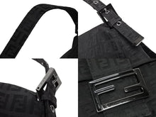 画像をギャラリービューアに読み込む, FENDI フェンディ ハンドバッグ マンマバケット ブラック キャンバス レザー ズッカ ズッキーノ柄 美品 中古 4b009867