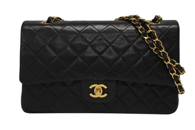 CHANEL シャネル マトラッセ25 Wフラップ Wチェーンショルダーバッグ 5番台 ココマーク ラムスキン ゴールド金具 美品 中古 4b009877