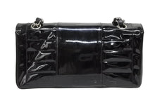 Load image into Gallery viewer, CHANEL シャネル Sフラップ Wチェーンショルダーバッグ 10番台 ココマーク パテントレザー ブラック シルバー金具 美品 中古 4b009878