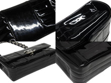 Load image into Gallery viewer, CHANEL シャネル Sフラップ Wチェーンショルダーバッグ 10番台 ココマーク パテントレザー ブラック シルバー金具 美品 中古 4b009878