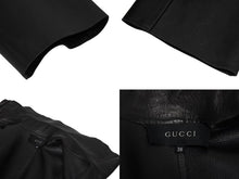 画像をギャラリービューアに読み込む, GUCCI グッチ レザーロングコート 239-1109-8801 サイズ38 ブラック 本革 ベルト付き トムフォード期 美品 中古 4b009886