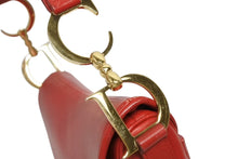 Load image into Gallery viewer, Christian Dior クリスチャンディオール ハンドバッグ サドルバック レザー レッド MU0021 ゴールド金具 美品 中古 4b009889