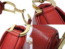 Load image into Gallery viewer, Christian Dior クリスチャンディオール ハンドバッグ サドルバック レザー レッド MU0021 ゴールド金具 美品 中古 4b009889
