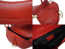Load image into Gallery viewer, Christian Dior クリスチャンディオール ハンドバッグ サドルバック レザー レッド MU0021 ゴールド金具 美品 中古 4b009889