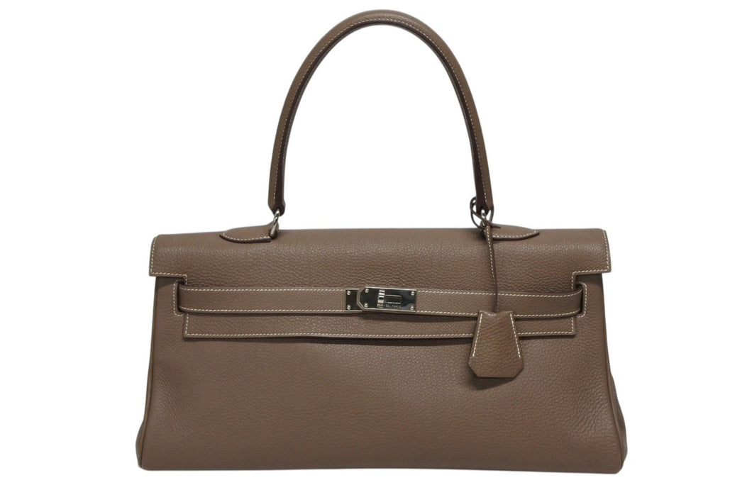 極美品 HERMES エルメス SHOULDER KELLY ショルダーケリー ショルダーバッグ トリヨンクレマンス エトゥープ シルバー金具 □K刻印 中古 4b009904