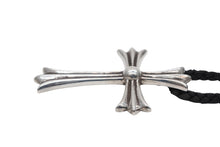 Load image into Gallery viewer, 極美品 CHROME HEARTS クロムハーツ CH CROSS LRG ラージCHクロス Wボロチップ ネックレス 重量約64.6g レザーブレイド 中古 4b009912