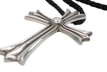Load image into Gallery viewer, 極美品 CHROME HEARTS クロムハーツ CH CROSS LRG ラージCHクロス Wボロチップ ネックレス 重量約64.6g レザーブレイド 中古 4b009912