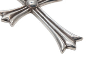 Load image into Gallery viewer, 極美品 CHROME HEARTS クロムハーツ CH CROSS LRG ラージCHクロス Wボロチップ ネックレス 重量約64.6g レザーブレイド 中古 4b009912