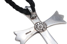 Load image into Gallery viewer, 極美品 CHROME HEARTS クロムハーツ CH CROSS LRG ラージCHクロス Wボロチップ ネックレス 重量約64.6g レザーブレイド 中古 4b009912