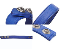 画像をギャラリービューアに読み込む, CHROME HEARTS クロムハーツ ブレスレット クロス 3BTN/2SNP 3ボタン2スナップ ブルー レザー シルバー925 美品 中古 4b009923