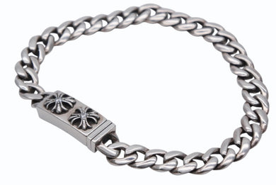 極美品 CHROME HEARTS クロムハーツ ミニID CHクロス クラシック ブレスレット パヴェダイヤ 重量約25.6g 2000 シルバ−925 中古 4b009924