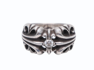 CHROME HEARTS クロムハーツ K&T DIA フローラルリング パヴェダイヤ サイズ19号 重量18.3g シルバー925 美品 中古 4b009925