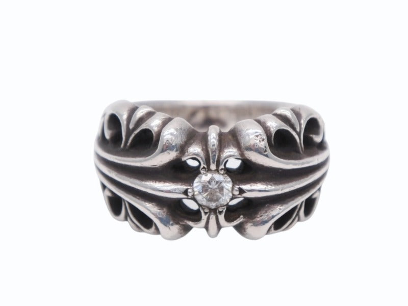 CHROME HEARTS クロムハーツ K&T DIA フローラルリング パヴェダイヤ サイズ19号 重量18.3g シルバー925 美品 中古 4b009925