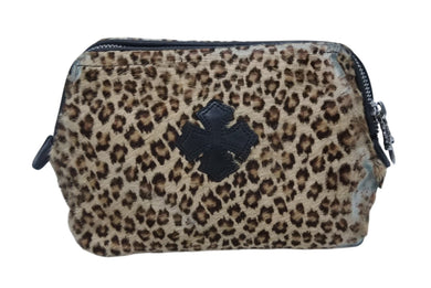 CHRME HEARTS クロムハーツ アクセサリー コスメ ポーチ レオパード柄 ハラコ レザー 良品 中古 4b009936