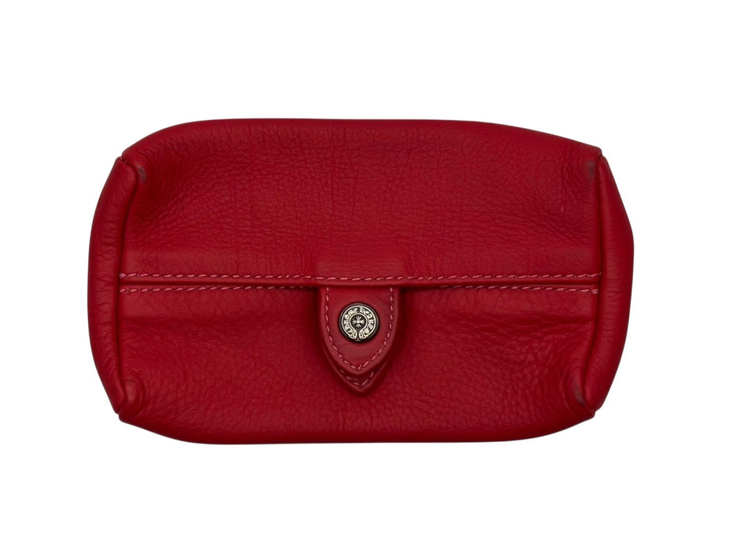 CHROME HEARTS クロムハーツ レザーティッシュケース ティッシュカバー ホースシュー レッド シルバー925 シルバー金具 美品 中古 4b009937
