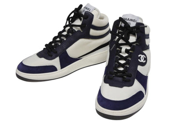 新品同様 CHANEL シャネル ハイカットスニーカー ココマーク W G38804 ファブリック スエードカーフスキン ラバースキン 中古 4b009949