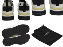 画像をギャラリービューアに読み込む, CHANEL シャネル ローカットスニーカー G35617 定価98019円 ミックスファイバー カーフスキン ホワイト ブラック サイズ38 1/2 美品 中古 4b009951