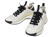 画像をギャラリービューアに読み込む, CHANEL シャネル ローカットスニーカー G35617 定価98019円 ミックスファイバー カーフスキン ホワイト ブラック サイズ38 1/2 美品 中古 4b009951