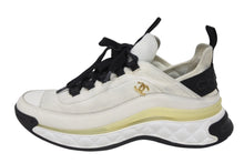 画像をギャラリービューアに読み込む, CHANEL シャネル ローカットスニーカー G35617 定価98019円 ミックスファイバー カーフスキン ホワイト ブラック サイズ38 1/2 美品 中古 4b009951