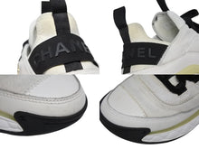 画像をギャラリービューアに読み込む, CHANEL シャネル ローカットスニーカー G35617 定価98019円 ミックスファイバー カーフスキン ホワイト ブラック サイズ38 1/2 美品 中古 4b009951