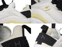 画像をギャラリービューアに読み込む, CHANEL シャネル ローカットスニーカー G35617 定価98019円 ミックスファイバー カーフスキン ホワイト ブラック サイズ38 1/2 美品 中古 4b009951