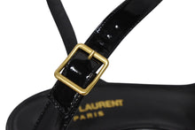 Load image into Gallery viewer, SAINT LAURENT サンローラン サンダル チャンキーヒール パテントレザー ブラック ゴールド金具 サイズ38 1/2 美品 中古 4b009955