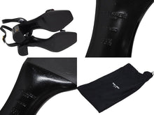 Load image into Gallery viewer, SAINT LAURENT サンローラン サンダル チャンキーヒール パテントレザー ブラック ゴールド金具 サイズ38 1/2 美品 中古 4b009955