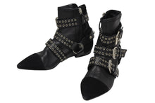 画像をギャラリービューアに読み込む, 極美品 Isabel Marant イザベル マラン ローリング アンクル ブーツ スウェード レザー ブラック シルバー金具 サイズ38 中古 4b009957