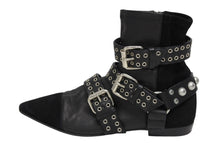 画像をギャラリービューアに読み込む, 極美品 Isabel Marant イザベル マラン ローリング アンクル ブーツ スウェード レザー ブラック シルバー金具 サイズ38 中古 4b009957