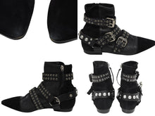 画像をギャラリービューアに読み込む, 極美品 Isabel Marant イザベル マラン ローリング アンクル ブーツ スウェード レザー ブラック シルバー金具 サイズ38 中古 4b009957