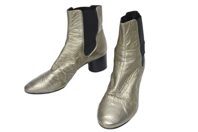 Isabel Marant イザベル マラン チェルシーブーツ レザー メタリック ブラック サイズ38 美品 中古 4b009958