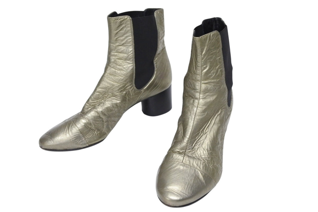 Isabel Marant イザベル マラン チェルシーブーツ レザー メタリック ブラック サイズ38 美品 中古 4b009958