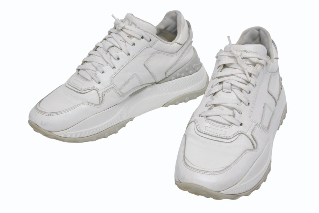 TOD'S トッズ タブズ ローカット スニーカー シューズ レースアップ カーフレザー イタリア製 ホワイト グレー サイズ38 1/2 美品 中古 4b009961