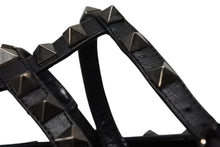 画像をギャラリービューアに読み込む, 極美品 VALENTINO ヴァレンティノ ポインテッドトゥ サンダル ロックスタッズシリーズ レザー ブラック サイズ38 1/2 中古 4b009962