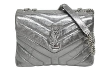 画像をギャラリービューアに読み込む, 極美品 YVES SAINT LAURENT イヴサンローラン ルル チェーンバック ショルダーバッグ スモール カーフスキン メタル シルバー 中古 4b009964