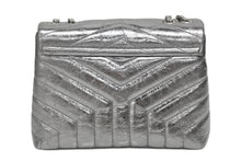 画像をギャラリービューアに読み込む, 極美品 YVES SAINT LAURENT イヴサンローラン ルル チェーンバック ショルダーバッグ スモール カーフスキン メタル シルバー 中古 4b009964