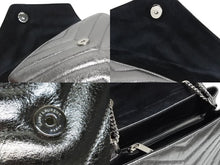 画像をギャラリービューアに読み込む, 極美品 YVES SAINT LAURENT イヴサンローラン ルル チェーンバック ショルダーバッグ スモール カーフスキン メタル シルバー 中古 4b009964