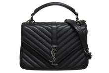 Load image into Gallery viewer, 極美品 SAINT LAURENT サンローラン カレッジ チェーンショルダーバッグ ハンドバッグ YSL ブラック ガンメタル金具 中古 4b009965