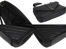 Load image into Gallery viewer, 極美品 SAINT LAURENT サンローラン カレッジ チェーンショルダーバッグ ハンドバッグ YSL ブラック ガンメタル金具 中古 4b009965