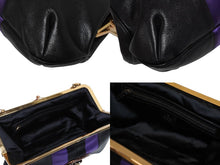 画像をギャラリービューアに読み込む, 極美品 GUCCI グッチ ワンショルダーバッグ 129457 04AW トムフォード期 レザー サテン ブラック パープル スネーク ゴールド金具 中古 4b009972