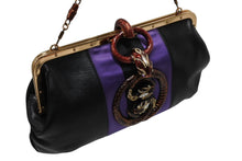 画像をギャラリービューアに読み込む, 極美品 GUCCI グッチ ワンショルダーバッグ 129457 04AW トムフォード期 レザー サテン ブラック パープル スネーク ゴールド金具 中古 4b009972