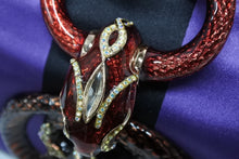 画像をギャラリービューアに読み込む, 極美品 GUCCI グッチ ワンショルダーバッグ 129457 04AW トムフォード期 レザー サテン ブラック パープル スネーク ゴールド金具 中古 4b009972