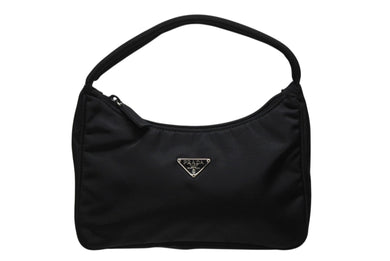 極美品 PRADA プラダ ハンドバッグ アクセサリーポーチトライアングルロゴ ナイロン ブラック 中古 4b009979