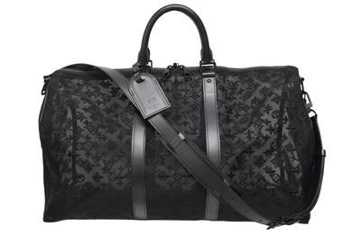 極美品 LOUIS VUITTON ルイヴィトン モノグラム シースルー キーポル バンドリエール50 ボストンバッグ ブラック M53971 中古 4b010019